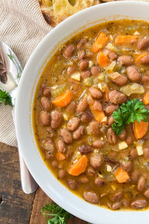 Brown Bean Soup Recipe, Pinto Bean Soup Crockpot, Ham And Pinto Bean Soup, Spanish Beans Recipe, Soup With Pinto Beans, Mexican Pinto Bean Soup, Pinto Bean Recipe, 2025 Health, Pinto Bean Soup Recipes