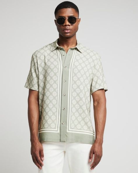 Men's Shirts | River Island Men’s Island Fashion, Goa Shirts For Men, Island Tshirt Design, Nice Outfits For Men, Luxury Men's Button-up Camp Shirt, Irrawaddy River, Oxford Shirt, River Island, Smart Casual