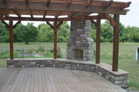 Farmhouse Patio, Outdoor Space Design, Backyard Fireplace, Outdoor Fireplaces, Backyard Gazebo, Pergola Design, Backyard Pergola, Pergola Plans, Pergola Kits