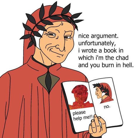 Philosophy Memes, The Divine Comedy, Literature Humor, Divine Comedy, Dantes Inferno, History Jokes, Dante Alighieri, Karl Marx, Albert Camus