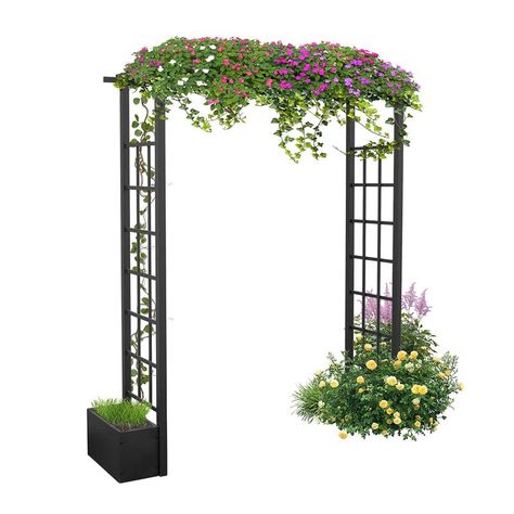 Warmally Garden Arbor Pergola 78.74" W x 21.65" D Iron Arbor & Reviews | Wayfair Vines Outdoor, Bridal Party Decor, Plants Vines, Metal Arbor, Wisteria Plant, Garden Arch Trellis, Planter Trellis, Arch Trellis, Metal Trellis