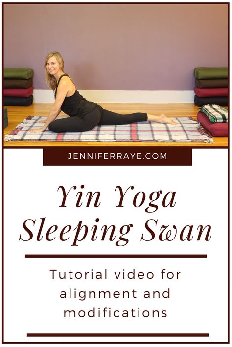 Watch this yin yoga practice video and learn about the yin yoga pose of pigeon pose also known as the sleeping swan pose. #yinyoga #yoga #yogaposes #yogaforbeginners #jenniferraye Sleeping Swan Pose, Pigeon Pose Yoga, Yin Yoga Poses, Pigeon Pose, Yin Yoga, Yoga Tips, Yoga Postures, Yoga For Beginners, Yoga Practice