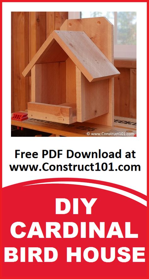 Bird Houses For Cardinals, Bird House Plans Free Diy, Butterfly House Diy, Cardinal Bird House Plans, Free Bird House Plans, Bat House Plans, Cardinal Bird House, Cool Bird Houses, Birdhouse Plans