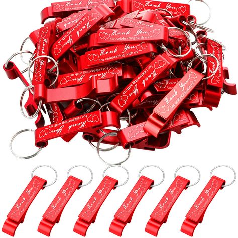 PRICES MAY VARY. Ample Amount: you will receive 100 pieces of bottle opener keychain bulk in red color; Sufficient to meet your wedding gift giving needs for your honored guests Suitable Size: the bottle opener wedding favors are delicate and mini, which measures approx. 2.48 x 0.47 inches/ 6.3 x 1.2 cm, easy to carry and store, suitable for most drink bottles at parties; The keychain ring also comes in a reasonable size for you to hang on different kinds of bags or put into pockets Reliable to Graduation Souvenirs, Wedding Bottle Opener Favors, Bottle Opener Keychain, Wedding Bottles, Beer Opener, Engraved Wedding, Wedding Souvenirs, Wedding Gifts For Guests, Guest Gifts