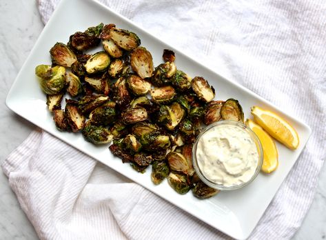 Crispy Brussels Sprouts with Lemon-Basil Aioli – The Defined Dish Lemon Garlic Aioli, Basil Aioli, Crispy Brussels Sprouts, The Defined Dish, Fried Brussel Sprouts, Defined Dish, Lemon Basil, Sprout Recipes, Brussels Sprouts Recipe