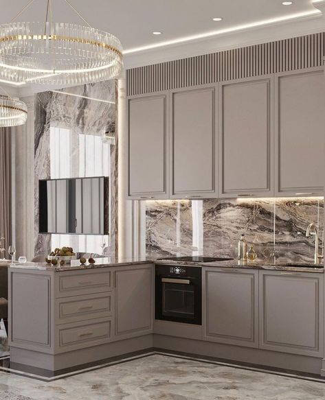 Classic Kitchen Design Luxury, Neo Classic Kitchen, Classical Kitchen, Classic Kitchen Design, Desain Pantry, Kitchen Interior Design Modern, Classic Kitchen, House Design Kitchen, Classic Kitchens