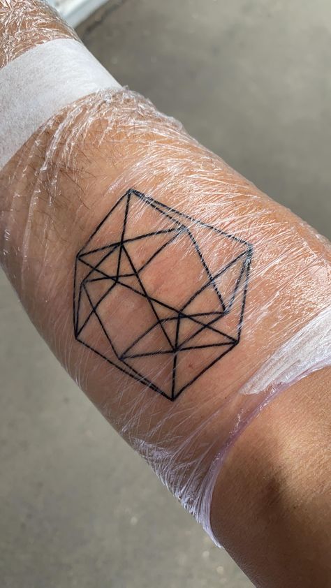 Got my first tattoo today! Its a 2D tattoo of a 3D projection of a 4D hypercube (tesseract) #tattoos #tattoo #beauty 3d Cube Tattoo, Geometric Square Tattoo, Hypercube Tattoo, Tesseract Tattoo, Tetris Tattoo, Grid Tattoo, 2d Tattoo, Frequency Tattoo, Quantum Tattoo