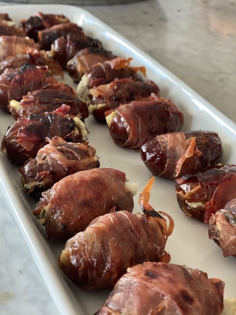 Prosciutto Wrapped, Goat Cheese Stuffed Dates • Leigh Ann Lindsey Goat Cheese Stuffed Dates, Cheese Stuffed Dates, Goat Cheese Appetizer, Stuffed Dates, Prosciutto Wrapped, Leigh Ann, Goat Cheese Recipes, Date Recipes, Cheese Stuffed