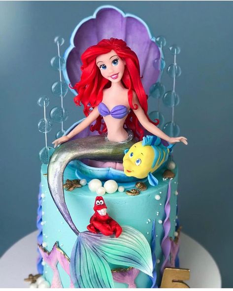 Mermaid Cake Design, Little Mermaid Cake, Ariel Cake, Little Mermaid Cakes, Princess Parties, Mermaid Birthday Cakes, Disney Princess Ariel, Baby Birthday Cakes, Mermaid Cakes