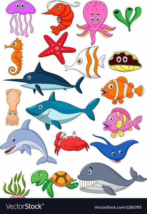 Under The Sea Drawings, Life Cartoon, Under The Sea Crafts, Cartoon Sea Animals, Sea Drawing, Sea Crafts, Under The Sea Theme, Animal Crafts For Kids, Fish Drawings