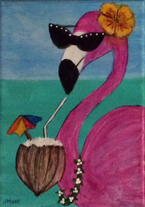 How To Paint A Flamingo, Easy Flamingo Painting, Flamingo Easy Painting, Paint A Flamingo Tutorial, Flamingo Painting Acrylic, Flamingo Painting Acrylic Easy, Painting Acrylic Easy, Whimsical Flamingo Art, Flamingo Tattoos