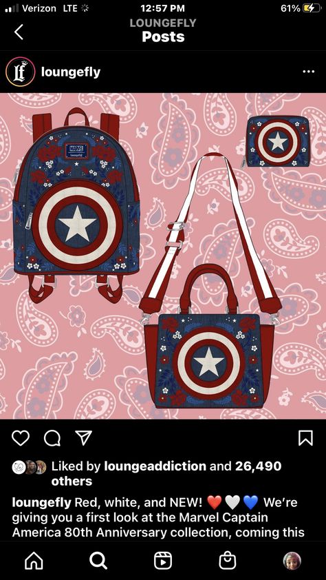 Captain America Backpack, 80th Anniversary, Mini Backpacks, Loungefly Bag, Marvel Captain America, Cool Backpacks, Mini Backpack, Captain America, Marvel