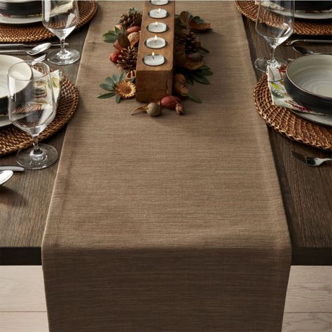 Tables With Benches, Table Runners Modern, Brown Table Runner, Woodland Centerpiece, Modern Table Runners, Barrel Table, Dining Table Runners, Dining Room Tables, Halloween Dinner