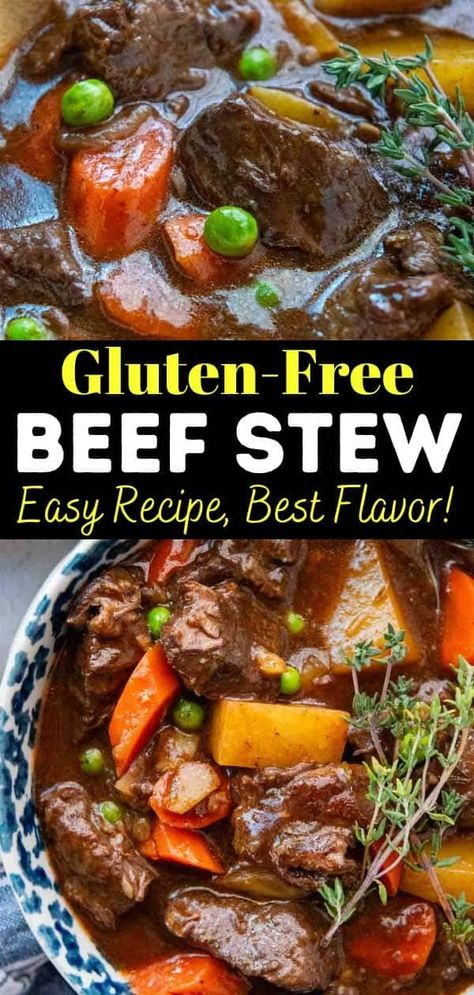 If you are looking for the best gluten-free beef stew recipe, with rich, robust seasoning and perfectly thickened consistency, this easy, comforting meal is for you! Slow cooked tender beef chunks are braised in red wine and simmered until fall-apart tender in a dutch oven, or choose the slow cooker option. Not only does this recipe check all essential boxes, but includes a simple, yet flavorful gluten-free beef stew seasoning and thickeners. Beef Stew Gluten Free, Beef Stew Stove, Parsnips And Carrots, Low Carb Beef Stew, Gluten Free Beef Stew, Dutch Oven Beef Stew, Beef Stew Meat Recipes, Bean Puree, Easy Beef Stew Recipe