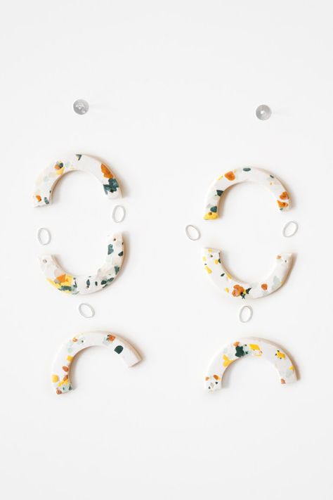 DIY Terrazzo Earrings Terrazzo Earrings, Diy Terrazzo, Clean Gold Jewelry, Cement Mixer, How To Clean Silver, Earrings Ideas, Cleaning Silver Jewelry, Poly Clay, Clay Jewellery