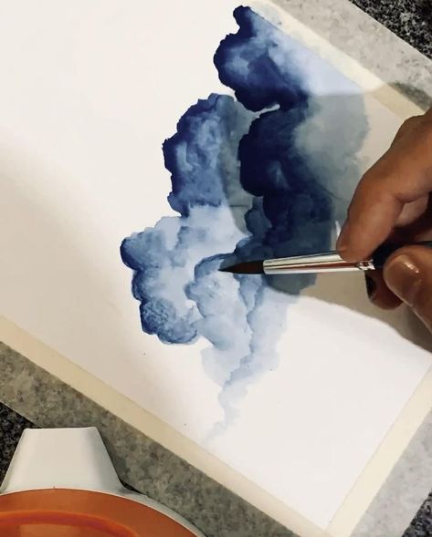 Akvarel Illustration, Clouds Watercolor, Watercolor Clouds, Seni Dan Kraf, Watercolor Paintings For Beginners, Diy Watercolor Painting, Art Face, Soyut Sanat Tabloları, Watercolor Paintings Easy