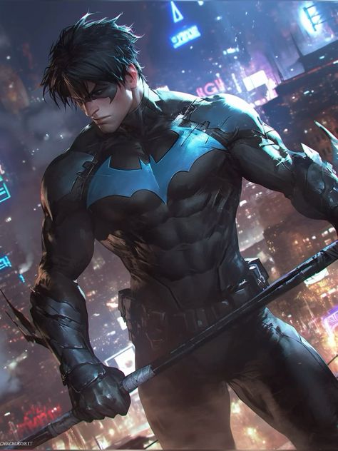 #nightwing Dan Mora Nightwing, Nightwing Suit, Nightwing Titans, Nightwing Art, Nighwing, Nightwing Cosplay, Nightwing, Gotham, Art