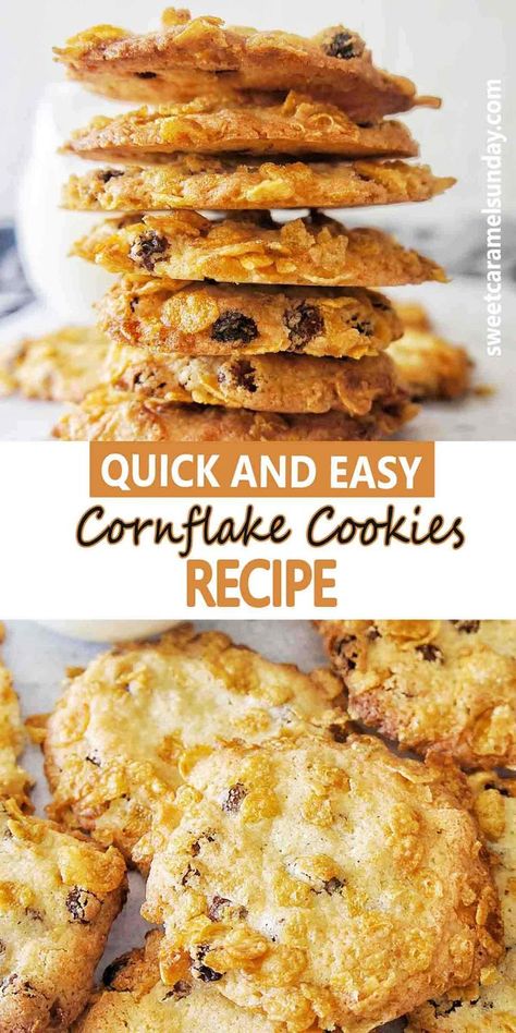 Cornflakes Recipes Healthy, Crunchy Cornflake Cookies, Cornflake Breakfast Bars, Breakfast Cereal Cookies, Crunchy Breakfast Cookies, Easy Cornflake Cookies, Baking With Cornflakes, Recipes With Corn Flakes Cereal, Corn Flakes Recipes Healthy