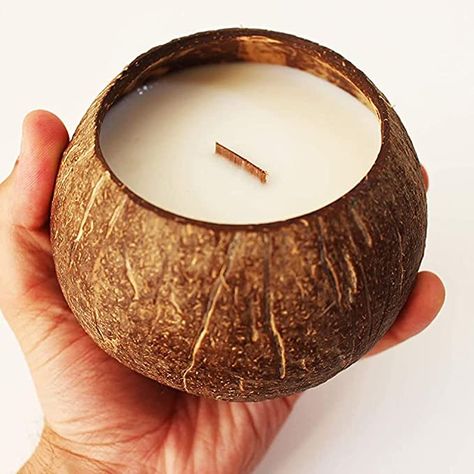 Natural Candle Holders, Coconut Shell Candle, Coconut Decoration, Shell Candle Holder, Summer Room Decor, Coconut Shell Crafts, Coconut Candle, Candle Night, Shell Candles