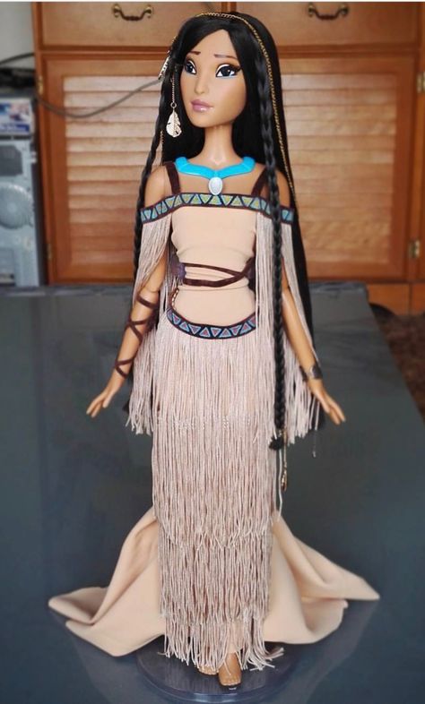 Pocahontas Doll, Grass Dance Outfits, Celtic Zodiac, Doll Dresses Diy, Disney Barbie Dolls, Native American Dolls, Disney Doll, Disney Animator Doll, Custom Barbie