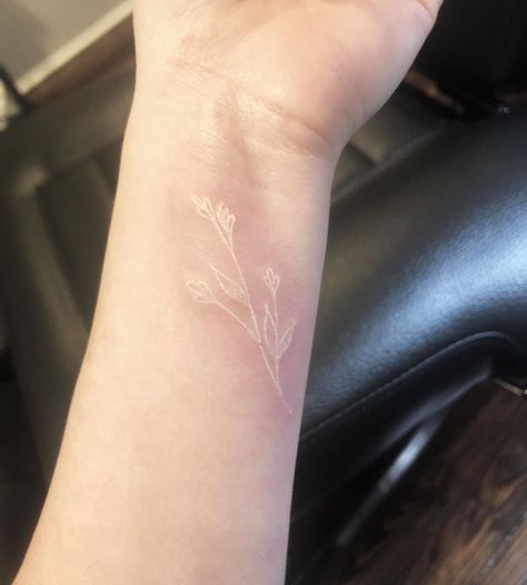 White Ink Dainty Tattoos, White Minimalist Tattoo Women, White Ink Tattoo Flower, White Ink Floral Tattoo, White Ink Vine Tattoo, Light Color Tattoo Ink, Grey Ink Tattoo Light, White Ink Dragon Tattoo, White Dainty Tattoos