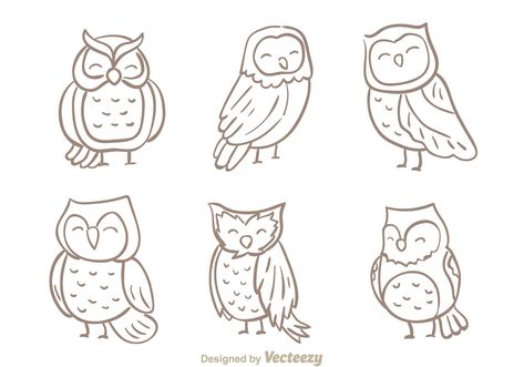 Owl Doodle Cute, Owl Doodles, Simple Owl Tattoo, Owl Drawing Simple, Cute Owl Drawing, Owl Doodle, Owl Outline, Owl Character, Owl Background