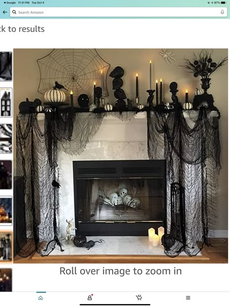 Halloween Mantel Decor, Halloween Fireplace, Scary Halloween Decorations Diy, Casa Halloween, Halloween Mantel, Halloween Backdrop, Halloween Traditions, Adornos Halloween, Halloween Tattoo