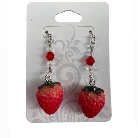 Strawberry Earrings, Earrings Handmade, Beads