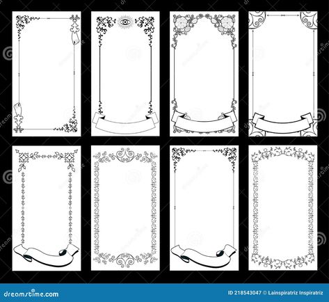 Ornamental retro style frames, banners for text and blank space for tarot cards, invitations, weddings, celebrations Tarot Card Frame, Art Deco Frames, Tarot Design, Ornamental Vector, Wedding Borders, Abstract Animal Art, Floral Banners, Blank Space, Card Banner