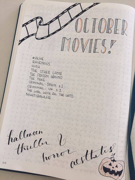 Bujo Movie List, October Movies, Bullet Journal October, List Of Movies, Horror Movies List, Movie Tracker, Bullet Journal Lists, Journal Things, Journal 2024