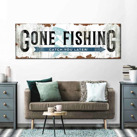 Fishing House Decor, Fishing Bedroom Ideas For Boys, Fishing Room Man Caves, Boys Fishing Room, Fishing Room Decor, Fishing Lodge Decor, Fishing Bedroom, Fishing Artwork, Fishing Cabin Decor