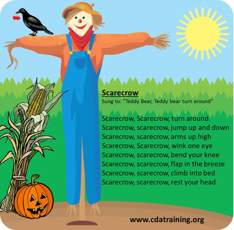 Scarecrow Gross Motor Activities, Scarecrow Scarecrow Turn Around Song, Scarecrow Themed Activities, Prek Scarecrow Activities, Scarecrow Fingerplays, Scarecrow Song, Scarecrow Activities, Scarecrow Language Activities, Preschool Movement Activities