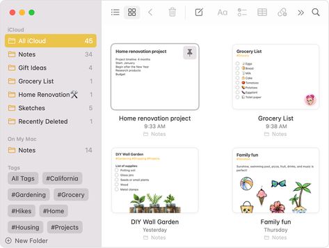 Import your notes and files to the Notes app - Apple Support Macbook Notes App, Apple Notes App Aesthetic, Taking Notes On Macbook, Apple Notes Organization, Macbook Apps Student, Macbook Notes, Apps For Mac, Notes App Icon, How To Take Notes