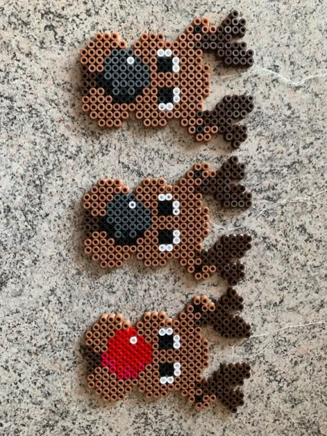 Reindeer Perler Bead Patterns, Rudolph Perler Bead Patterns, Reindeer Perler Beads, Hamma Beads Ideas Christmas, Pisla Ideas Christmas, Christmas Beads Patterns, Perler Beads Ideas Christmas, Hama Beads Christmas Pattern, Christmas Perler Bead Ideas