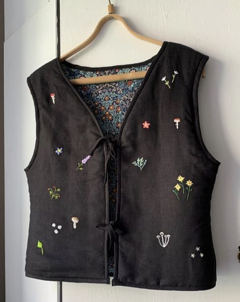 Embroidery Vest Outfit, Annella Perlman, Vest Embroidery, Sewing Challenge, Vest Outfit, White Vest, Kids Fashion Clothes, Stylish Dresses For Girls, Embroidered Clothes