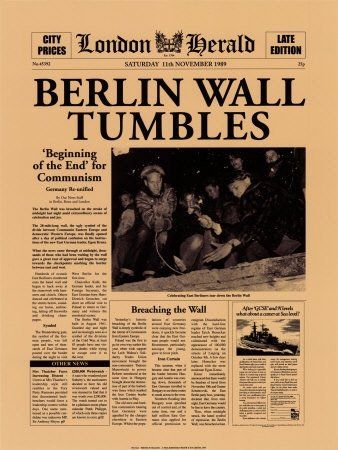 Berlin Wall Tumbles - November, 1989 Newspaper Front Page, Newspaper Front Pages, The Berlin Wall, Newspaper Clippings, Newspaper Headlines, Historical Newspaper, Headline News, Historical Moments, Marie Curie