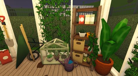 Bloxburg Greenhouse Ideas, Bloxburg Greenhouse, Bloxburg Garden Ideas, Bloxburg Backyard Ideas, Bloxburg Backyard, Roblox Builds, Bloxburg Inspiration, Cottage Layout, Bloxburg Interior