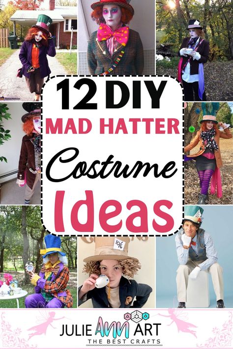 Being eccentric is no longer a bad idea with a handmade Mad Hatter costume where you will merely receive praise (to refresh best memories!). These DIY Mad Hatter costume ideas will help you recreate this beloved book character’s outfit, full of bright and mismatched colors, 90s clothing, and the same hat. Once you’re dressed up (though it will be a challenge of art and craft!), quote some classic Mad Hatter lines and make everybody laugh at a costume coffee party. Diy Mad Hatter Costume Men, Madhatters Costume Diy, Mad Hatter Hat Diy, Diy Mad Hatter Costume For Women, Mad Hatter Costume Ideas, Diy Mad Hatter Costume, Mad Hatter Jacket, Mad Hatter Costume Female, Diy Mad Hatter Hat