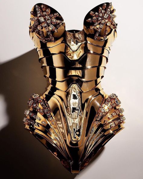 Manfred Thierry Mugler on Instagram: “✨👄✨ She only needs gold ! Monday mood - @manfredthierrymugler  Shot by @studioemillarsson for #Couturissime #MuglerExhibition @mbamtl…” Gold Corset, Corset Fashion, Corsets And Bustiers, Thierry Mugler, Luxury Lingerie, Fantasy Clothing, Fantasy Fashion, Performance Outfit, Stage Outfits