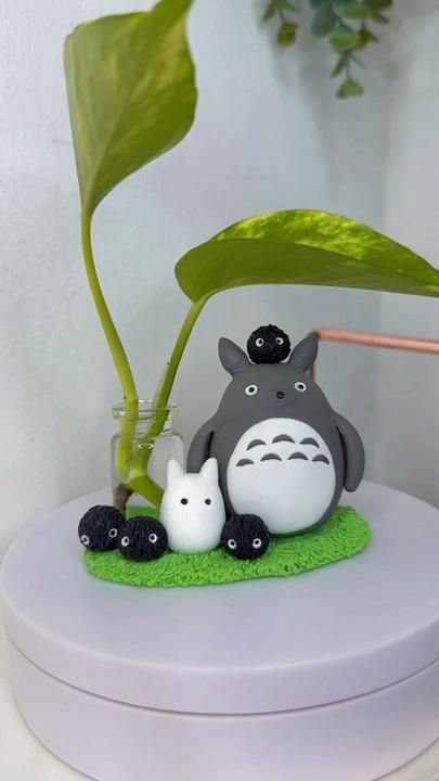 Totoro Clay for Table Display Totoro Air Dry Clay, My Neighbor Totoro Clay, Totoro Furniture, Totoro Polymer Clay, Anime Clay Crafts, Totoro Clay Diy, Totoro Clay Art, Totoro Clay Sculpture, Polymer Clay Studio Ghibli