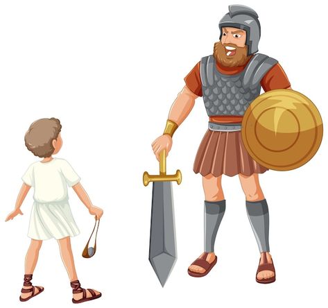 Vetor grátis ilustração isolada de desen... | Free Vector #Freepik #freevector #fundo #arte #estilo #conflito Jesus Cartoon, David And Goliath, Bible Characters, Bible Story, Vector Cartoon, Kids Ideas, Bible Stories, Cartoon Illustration, Cartoon Character