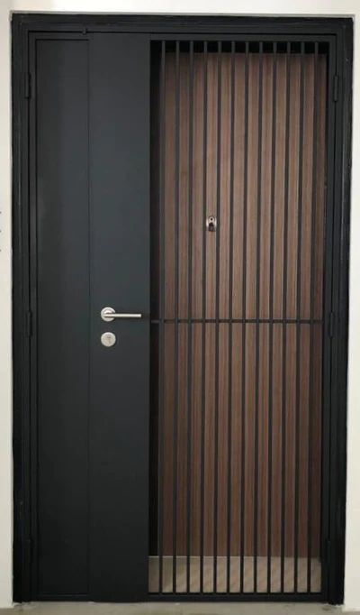 Singapore HDB Gates | 2023 Catalogue Grilled Door Design, Hdb Main Gate Design, Hdb Gate Design, Metal Gate Door, Hdb Gate, Latest Gate Design, Singapore House, Metal Gates Design, Aluminium Glass Door