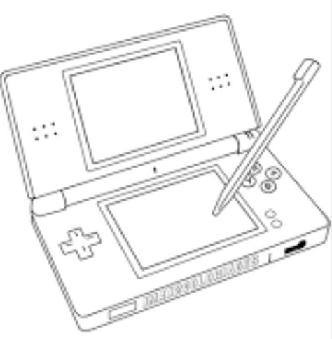 Nintendo Ds Drawing, Nintendo Ds Tattoo, Anniversary Tattoo, Nintendo Ds Lite, Flash Sheet, Ds Lite, Outline Drawings, Digi Stamps, Nintendo Ds