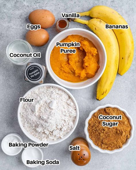 This Pumpkin Banana Bread is the ultimate fall breakfast or dessert! It’s moist, soft, and flavored with warm fall spices. Healthy Banana Pumpkin Bread, Pumpkin Banana Bread Healthy, Healthy Pumpkin Banana Bread, Pumpkin Banana Bread Recipe, Apple Oatmeal Cookies, Pumpkin Banana Bread, Bread Healthy, Fall Recipes Pumpkin, Fitness Meals