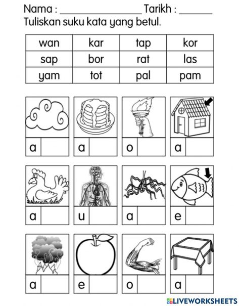 Mei Eluthukkal Worksheet, Malay Worksheets For Kindergarten, Worksheets Bahasa Melayu For Kindergarten, Bahasa Melayu Worksheet For Preschool, Latihan Pendidikan Islam Prasekolah, Bahasa Melayu, Kindergarten Reading Worksheets, Reading Worksheets, Math Activities Preschool