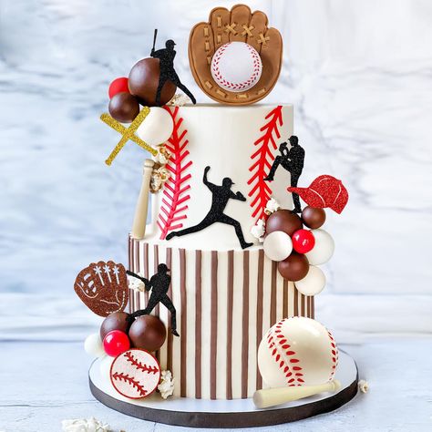 Baseball Theme Cakes, Baseball Theme Birthday Party, Baseball Birthday Cakes, Sports Theme Party, Baseball Theme Birthday, Baseball Cake, Happy Birthday Decor, Baseball Theme Party, Sport Cakes