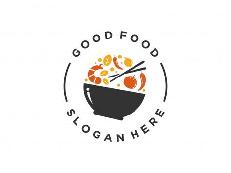 Food logo design. | Premium Vector #Freepik #vector #logo #food #template #restaurant Food Logo Aesthetic, Friendly Logo Design, Food Restaurant Logo, Bowl Logo, Free Business Logo, Template Restaurant, Catering Logo, Fast Food Logos, Food Logo Design Inspiration