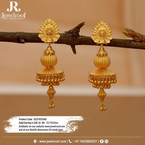 Durga Chalisa, Beautiful Gold Earrings, Gold Earing, Golden Aura, Adani Group, Latest Earrings Design, Latest Jewellery Designs, Gold Jewelry Prom, Small Earrings Gold