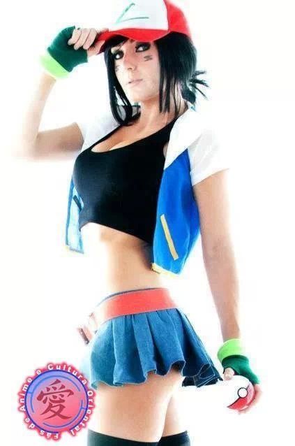 Pokémon - Ash (Genderbent) Ash Ketchum Costume, Ash Ketchum Cosplay, Cosplay Pokemon, Fitness Shirts, Cosplay Cosplay, Ash Pokemon, Jessica Nigri, Pokemon Cosplay, Ash Ketchum