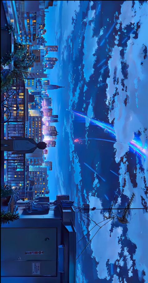 Kimi No Na Wa Wallpaper, Your Name Wallpaper, Chill Wallpaper, الفن الرقمي, Your Name Anime, Sky Anime, Fotografi Kota, Anime City, Kimi No Na Wa